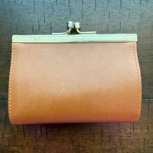 Elegant Brown Leather Coin Clutch